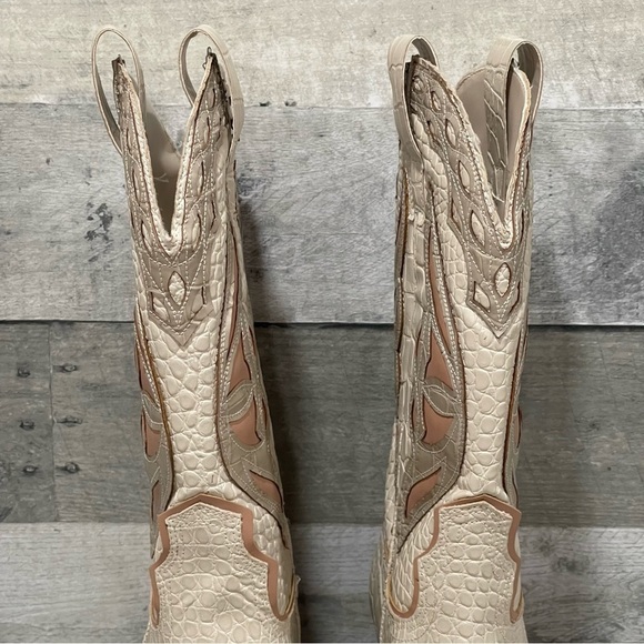 Steve Madden Women’s Wynter Leather Cowboy Boots - Bone Multi - Picture 7 of 15